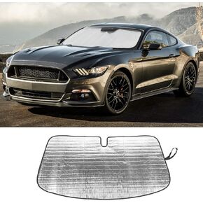 Jimen Compatible with 2015-2020 Ford Mustang Windshield Sunshade, Car Front Window Shade Sun Visor