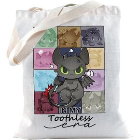 TSOTMO Cartoon Movie Merch Gift Dragon Toothless Tote Bag for Cartoon Lovers Dragon Character WDW Trip Gift