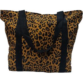 Organix 100% Organic Cotton Canvas Leopard Beach Tote Bag for Women, Printed Tote Bag for Daily Travel, Shopping, Gym, Pool