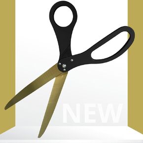 Giant Ribbon Cutting Ceremony Kit - Big Black Scissors for Ribbon Cutting 25 Inch with Gold Blade and Gold Grand Opening Ribbon for Special Events and Inaugurations