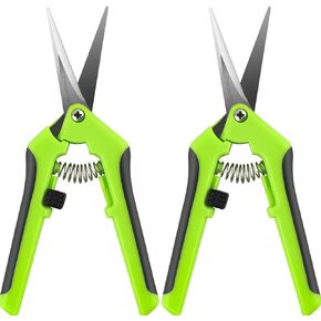 2PCS Ergonomic Spring-Action Scissors,Spring-Loaded Craft Shears with Stainless Steel Blades,Slide Lock,and Anti-Slip Grips,Heavy-Duty All-Purpose Craft Scissors,Arts and Crafts Scrapbooking Tool