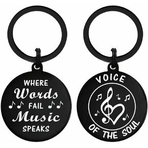 Music Keychain Gift - Where Words Fail Music Speaks - Music Lover Gift - Music Note Keychain Gift for Music Teacher Student