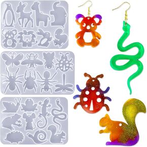 szecl 3 قطع الحيوان قلادة قالب السيليكون 25 تجاويف البطريق أرنب فراشة الأشكال المفاتيح سحر الايبوكسي الراتنج العفن الدب النحل النساء الأقراط قلادة صب قالب صنع المجوهرات أداة اللوازم اليدوية in Kuwait