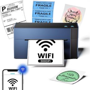 WiFi Thermal Label Printer, Wireless Shipping Label Printer for Small Business, Postage, 300 DPI Label Printer 4x6, Supports Remote Wireless Print, 5G Wi-Fi & USB, Compatible with iPhone, Android