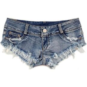 Womens Fashion Sexy Low Waist Denim Shorts Hot Pants Raw Hem Ripped Jeans