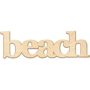 Beach Wood Sign Home Decor Gallery Wall Art Unfinished GIA 12" x 4"