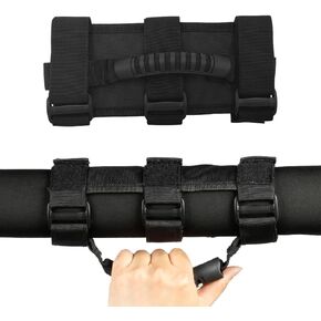 2PCS Grab Handle, 1680D Oxford Roll Bar Grip Handle with Magic Tape & Plastic Buckle, 3 Straps Design Grab Handle Compatible with Wrangler JK TJ JL CJ YJ, Car Accessories