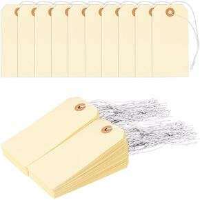 400 Pcs Paper Tags with String, 2-3/4" x 1-3/8" Label Tags with Hole for Organizing, Pricing, & Gift-Giving by IHDYPPEW