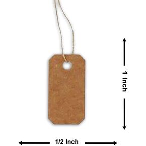 100 Pack Kraft Marking Tags Jewelry Price Tags Hang Price Labels Display Tags with Hanging String ((1/2" x 1") (13 x 25 mm))