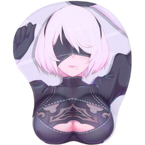 2B Anime Mouse Pads with Wrist Rest Gaming 3D Mousepads 2Way Skin (2B 01)