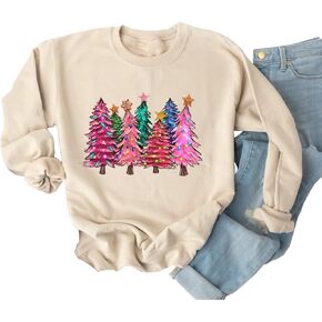 Xiaomomo Merry Christmas Tree Sweatshirt Woomens Christmas Lights Sweater عطلة قمم