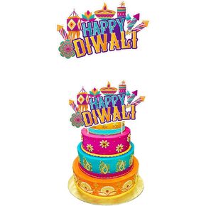 Happy Diwali Cake Toppers Diwali Festival Cupcake Topper India Festival of Lights Cake Topper Fireworks Candle Cake Stand Cake Decoration for India Festival of Lights Party Supplies