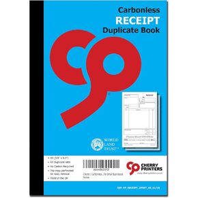 Cherry | Carbonless NCR | Receipt Book | Duplicate | A5 | S+L | Perfect for Small Businesses