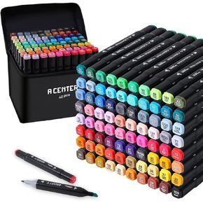 80 Colors Marker with Case Dual Brush Tip Permanent Art Markers for Book Painting Card Making Coloring Illustrations Sketch, Christmas Birthday Gift for Kids