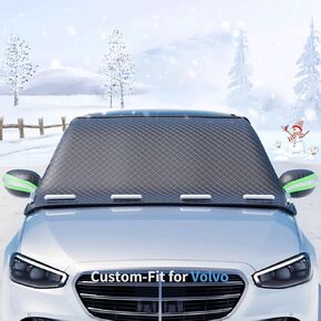 Custom fit for Volvo Windshield Snow Covers, 8 Layers WAaterproof Windproof Protection, Frost Defense, Ice, Sun, Snow, UV, Designed for Volvo Accessories (for Volvo XC90)