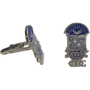 Phi Beta Sigma Shield Cufflinks with Giftbox, Small, Silver, Royal, White