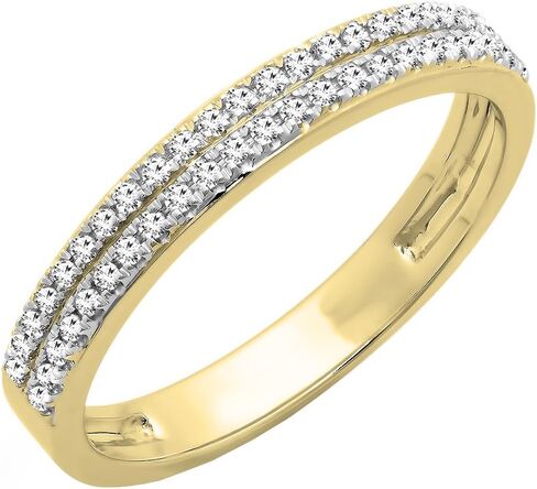 0.20 Carat (ctw) 10K Gold Round White Diamond Ladies Double Row Wedding Band 1/5 CT in Saudi Arabia