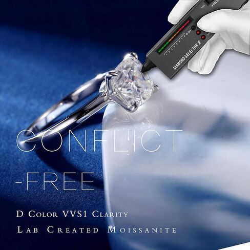 MOOSEA Moissanite Engagement Rings for Women, 2ct Cushion D Color VVS1 Clarity Lab Created Moissanite Rings 14K White Gold Vermeil 4 Claw Solitaire Moissanite Rings for Women Valentines Birthday Gifts in Saudi Arabia