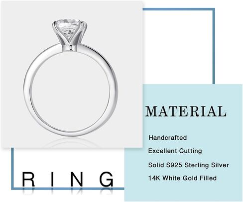 MOOSEA Moissanite Engagement Rings for Women, 2ct Cushion D Color VVS1 Clarity Lab Created Moissanite Rings 14K White Gold Vermeil 4 Claw Solitaire Moissanite Rings for Women Valentines Birthday Gifts in Saudi Arabia