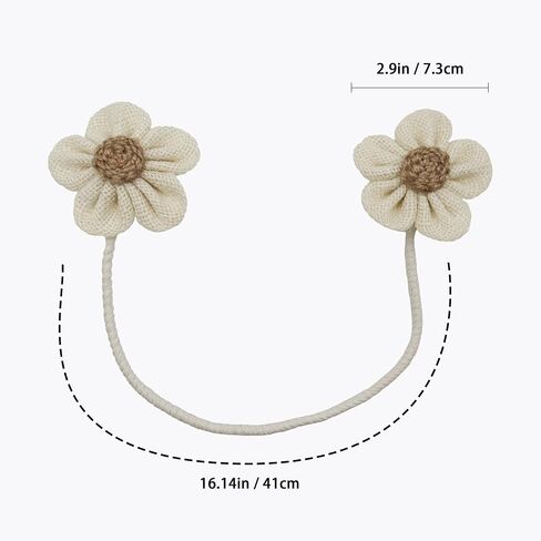 Curtain Ties Cute Flower Adjustable 2Pcs Farmhouse Style Rope Decor Flax Curtain Tie Backs Window Treatment Holdbacks (Beige) in Saudi Arabia