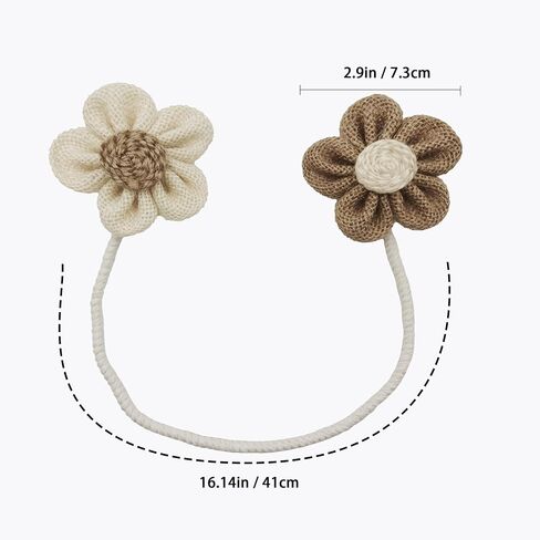 Curtain Ties Cute Flower Adjustable 2Pcs Farmhouse Style Rope Decor Flax Curtain Tie Backs Window Treatment Holdbacks (Beige) in Saudi Arabia