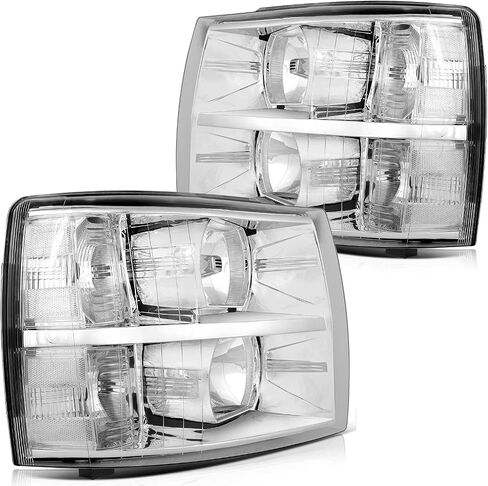 SCITOO Headlights For Chevy Silverado 1500/3500 2007-2013,For Chevy Silverado 2500 2007-2014 Headlamps Chrome Housing Clear Reflector Clear Lens Driver and Passenger Side in Saudi Arabia