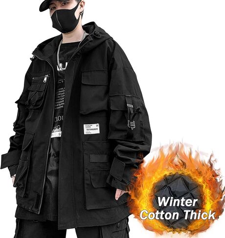 XYXIONGMAO Gothic Clothes Tactical Techwear Zipper Jacket Windbreaker Hooded Streetwear Jackets for Men in Saudi Arabia