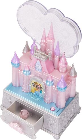 Disney Princess Jewelry Box for Girls Princess Castle Keepsake Jewelry Box with Music & Firework-Like Light Show, Plays Song “A Dream Is a Wish Your Heart Makes" (Pack of 4) in Saudi Arabia