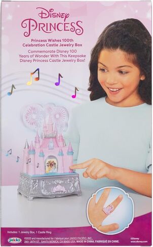 Disney Princess Jewelry Box for Girls Princess Castle Keepsake Jewelry Box with Music & Firework-Like Light Show, Plays Song “A Dream Is a Wish Your Heart Makes" (Pack of 4) in Saudi Arabia