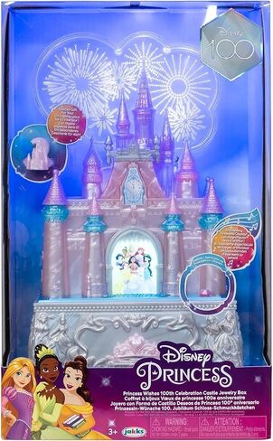 Disney Princess Jewelry Box for Girls Princess Castle Keepsake Jewelry Box with Music & Firework-Like Light Show, Plays Song “A Dream Is a Wish Your Heart Makes" (Pack of 4) in Saudi Arabia