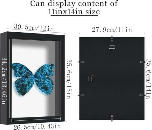 Picrit 8.5x11 Shadow Box Frame, Display Case Box with High Definition Real Glass and Black Back for Memorabilia, Baby Items, Wedding Memories, Crafts, Tickets and Photos, Black in Kuwait
