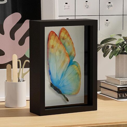 Picrit 8.5x11 Shadow Box Frame, Display Case Box with High Definition Real Glass and Black Back for Memorabilia, Baby Items, Wedding Memories, Crafts, Tickets and Photos, Black in Kuwait