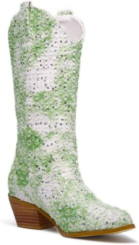 GOSERCE Women's Western Cowboy Boots with Embroidery Chunky Block Heel 2.5" Classic Cowgirl Boots Mid Calf Booties Almond Shaped Pointed Toe Knee High boots Pull On Fashion Design in Saudi Arabia