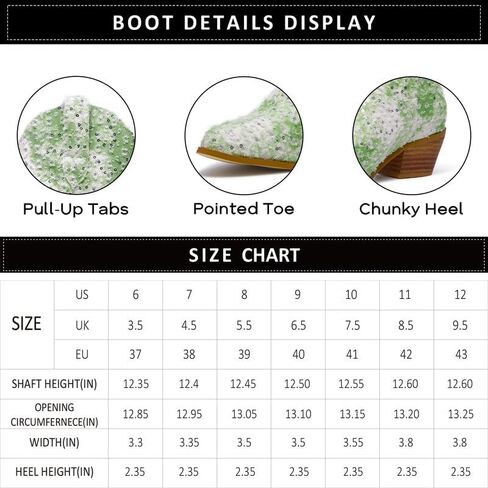 GOSERCE Women's Western Cowboy Boots with Embroidery Chunky Block Heel 2.5" Classic Cowgirl Boots Mid Calf Booties Almond Shaped Pointed Toe Knee High boots Pull On Fashion Design in Saudi Arabia