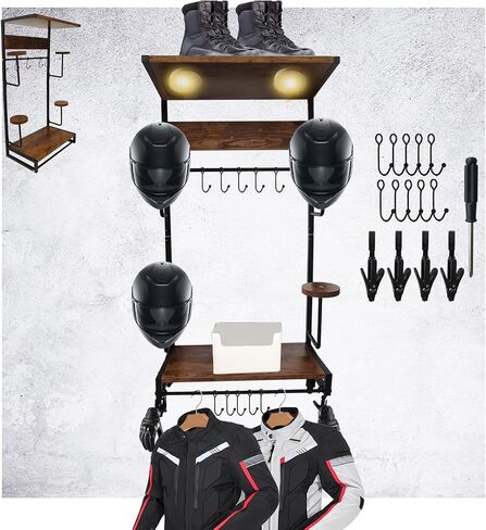 Motorcycle Helmet Holder Wall Mounted, Helmet Holder Wall Mount, Football Helmet Wall Mount, Rustic Exhibition Type Helmet Stand, Helmet Stand for All of Helmet and Clothes, Shoe(Upgraded) in Saudi Arabia