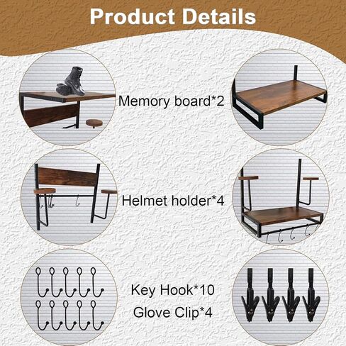 Motorcycle Helmet Holder Wall Mounted, Helmet Holder Wall Mount, Football Helmet Wall Mount, Rustic Exhibition Type Helmet Stand, Helmet Stand for All of Helmet and Clothes, Shoe(Upgraded) in Saudi Arabia