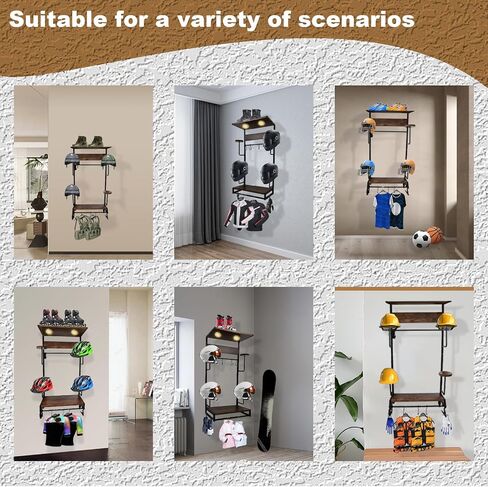 Motorcycle Helmet Holder Wall Mounted, Helmet Holder Wall Mount, Football Helmet Wall Mount, Rustic Exhibition Type Helmet Stand, Helmet Stand for All of Helmet and Clothes, Shoe(Upgraded) in Saudi Arabia