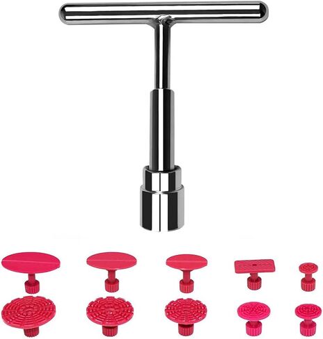 LadyRosian Car Paintless Dent Removal Tools T Handle Hammer with 10pcs Puller Tabs Dent Repair Kit for Car Auto Hail Damage Repair Paintless Dent Repair in Kuwait