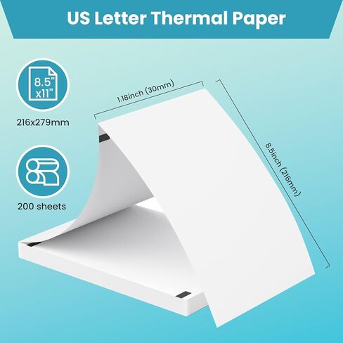 Thermal Printer Paper 8.5 x 11 Inch, US Letter Size Thermal Paper 200 Sheets, Advanced Thermal Printing, Compatible with Portable Printer, Continual Feeding Thermal Paper in Saudi Arabia