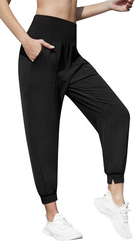 QUEZHU Women High Waist Joggers Palazzo Pants Fall Elastic Waist Casual Lounge Pants with Pockets in Saudi Arabia