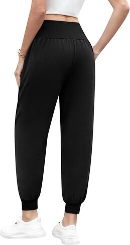QUEZHU Women High Waist Joggers Palazzo Pants Fall Elastic Waist Casual Lounge Pants with Pockets in Saudi Arabia