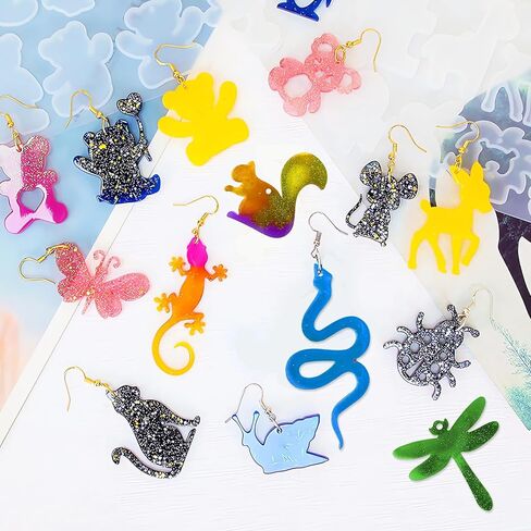 szecl 3 قطع الحيوان قلادة قالب السيليكون 25 تجاويف البطريق أرنب فراشة الأشكال المفاتيح سحر الايبوكسي الراتنج العفن الدب النحل النساء الأقراط قلادة صب قالب صنع المجوهرات أداة اللوازم اليدوية in Kuwait