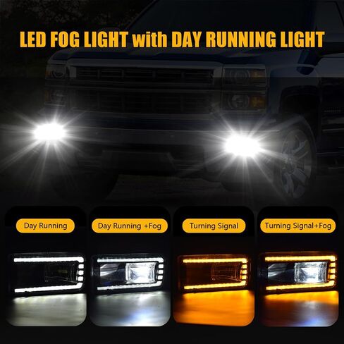 LED Fog Lights Compatible With 2007-2014 Chevy Silverado 2007-2015 Suburban 2007-2013 Avalanche 2007-2013 Tahoe 2010-2013 GMC Yukon Pick Up Truck Bumper Driving Lamps in Kuwait