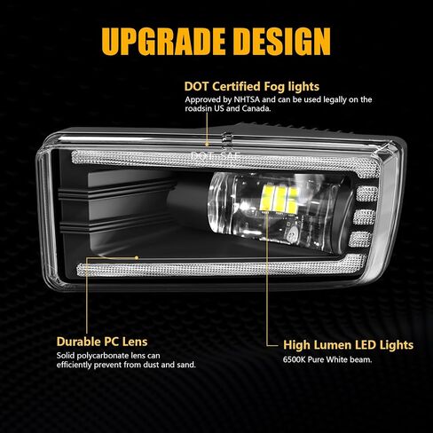 LED Fog Lights Compatible With 2007-2014 Chevy Silverado 2007-2015 Suburban 2007-2013 Avalanche 2007-2013 Tahoe 2010-2013 GMC Yukon Pick Up Truck Bumper Driving Lamps in Kuwait