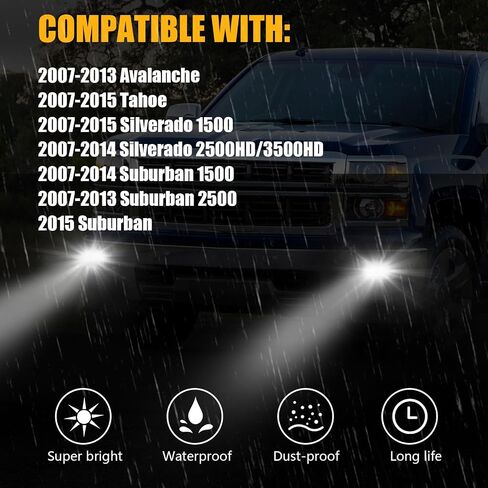 LED Fog Lights Compatible With 2007-2014 Chevy Silverado 2007-2015 Suburban 2007-2013 Avalanche 2007-2013 Tahoe 2010-2013 GMC Yukon Pick Up Truck Bumper Driving Lamps in Kuwait