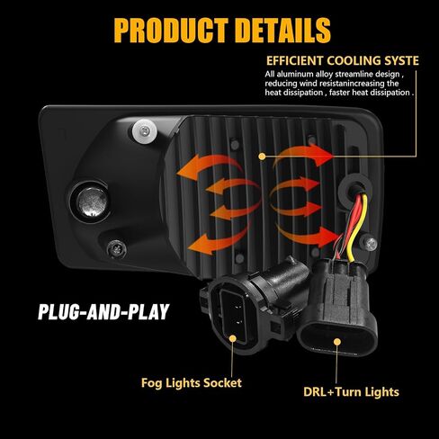 LED Fog Lights Compatible With 2007-2014 Chevy Silverado 2007-2015 Suburban 2007-2013 Avalanche 2007-2013 Tahoe 2010-2013 GMC Yukon Pick Up Truck Bumper Driving Lamps in Kuwait
