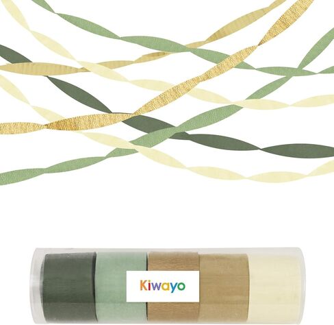 Sage Green & Gold Party Decorations Paper Streamers (5 Rolls) for Camp Bachelorette, Baby Shower, Wedding, Bridal Shower, Engagement Woodland Party Supplies Décor - Boho Craft in Saudi Arabia