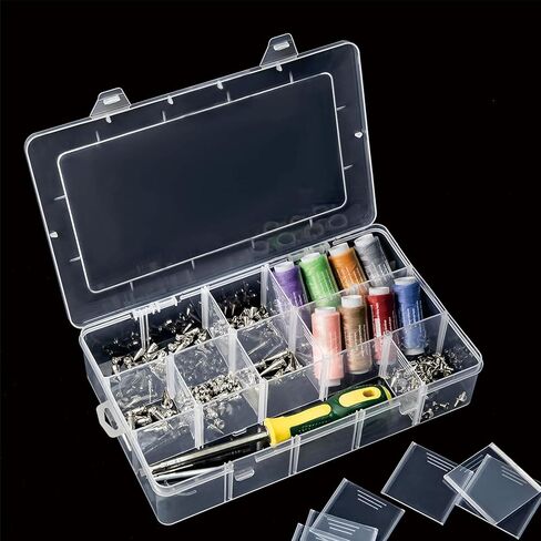 صندوق منظم كبير من البلاستيك الشفاف مكون من 15 شبكة مع فواصل، حاوية تخزين بلاستيكية قابلة للتعديل، صندوق تخزين الأجزاء الصغيرة، صندوق تخزين منظم الأدوات الصغيرة (3 عبوات) in Kuwait