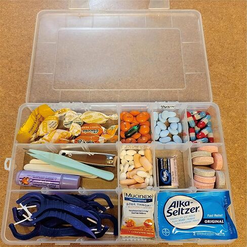 صندوق منظم كبير من البلاستيك الشفاف مكون من 15 شبكة مع فواصل، حاوية تخزين بلاستيكية قابلة للتعديل، صندوق تخزين الأجزاء الصغيرة، صندوق تخزين منظم الأدوات الصغيرة (3 عبوات) in Kuwait