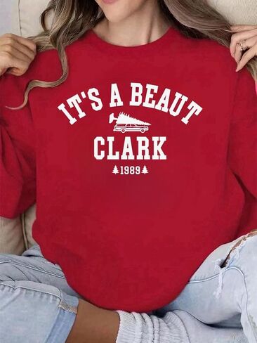 سويت شيرت It's a Beaut Clark للنساء، سويت شيرت مرح لفيلم عيد الميلاد، بلوفر علوي in Saudi Arabia